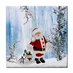 Santa Claus With Funny Penguin Tile Coasters by FantasyWorld7