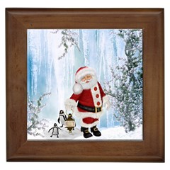 Santa Claus With Funny Penguin Framed Tiles by FantasyWorld7