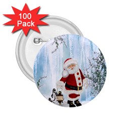 Santa Claus With Funny Penguin 2 25  Buttons (100 Pack)  by FantasyWorld7