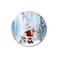 Santa Claus With Funny Penguin Magnet 3  (round) by FantasyWorld7