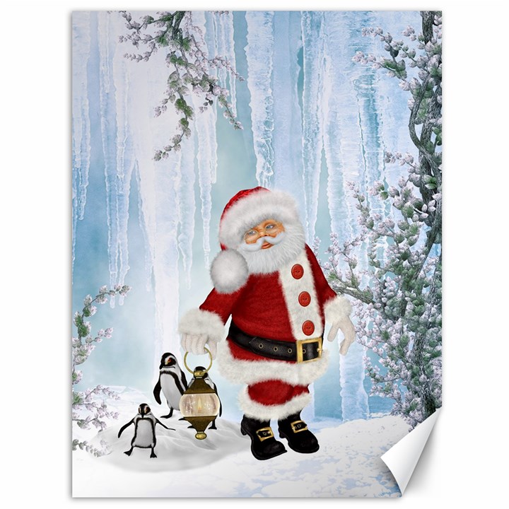 Santa Claus With Funny Penguin Canvas 36  x 48  