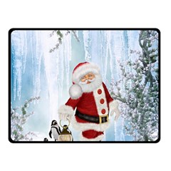 Santa Claus With Funny Penguin Fleece Blanket (small) by FantasyWorld7