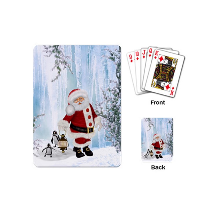 Santa Claus With Funny Penguin Playing Cards (Mini) 