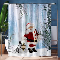 Santa Claus With Funny Penguin Shower Curtain 60  X 72  (medium)  by FantasyWorld7