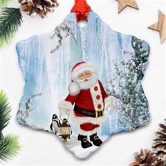 Santa Claus With Funny Penguin Ornament (snowflake) by FantasyWorld7