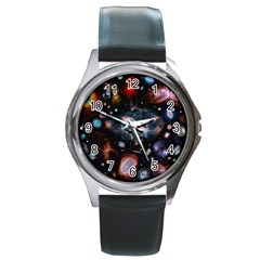 Galaxy Nebula Round Metal Watch