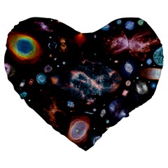 Galaxy Nebula Large 19  Premium Flano Heart Shape Cushions