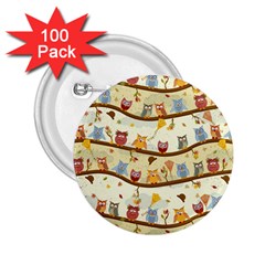 Autumn Owls Pattern 2 25  Buttons (100 Pack)  by Celenk