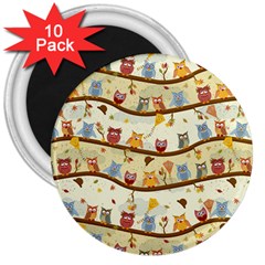 Autumn Owls Pattern 3  Magnets (10 Pack)  by Celenk