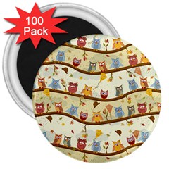 Autumn Owls Pattern 3  Magnets (100 Pack) by Celenk