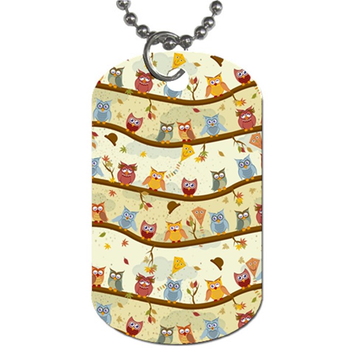 Autumn Owls Pattern Dog Tag (One Side)