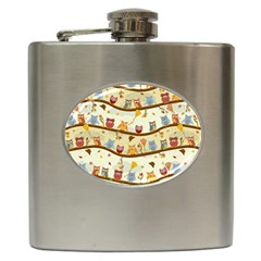 Autumn Owls Pattern Hip Flask (6 Oz) by Celenk