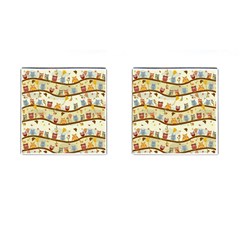 Autumn Owls Pattern Cufflinks (square) by Celenk