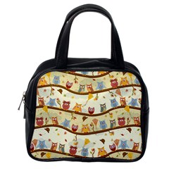 Autumn Owls Pattern Classic Handbags (one Side) by Celenk