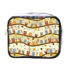 Autumn Owls Pattern Mini Toiletries Bags by Celenk