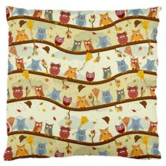 Autumn Owls Pattern Large Cushion Case (one Side) by Celenk