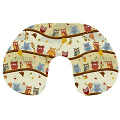 Autumn Owls Pattern Travel Neck Pillows by Celenk