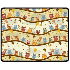 Autumn Owls Pattern Double Sided Fleece Blanket (medium)  by Celenk