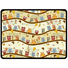 Autumn Owls Pattern Double Sided Fleece Blanket (large)  by Celenk