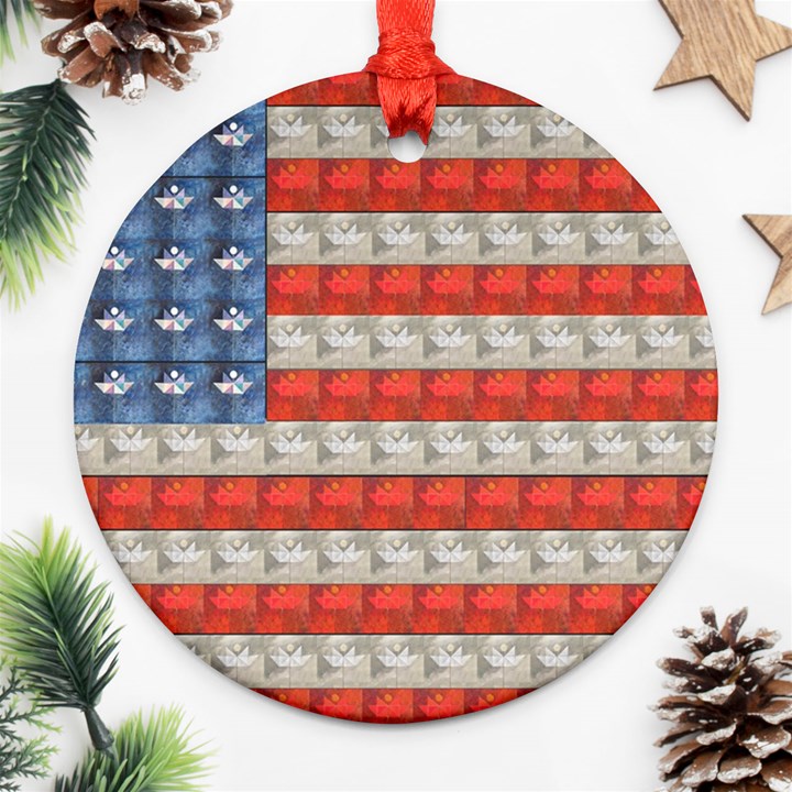 Geometricus Usa Flag Ornament (Round)