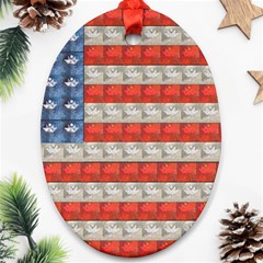 Geometricus Usa Flag Oval Ornament (two Sides)