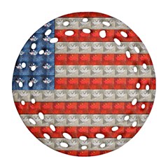 Geometricus Usa Flag Round Filigree Ornament (two Sides) by Celenk