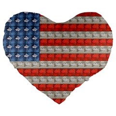 Geometricus Usa Flag Large 19  Premium Heart Shape Cushions by Celenk