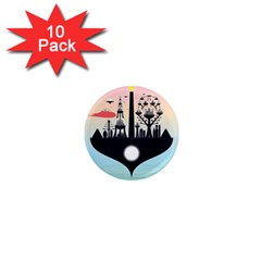 Future City 1  Mini Magnet (10 Pack) 