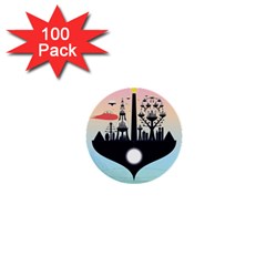 Future City 1  Mini Buttons (100 Pack) 