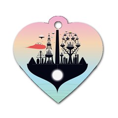 Future City Dog Tag Heart (two Sides)