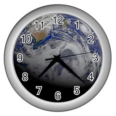 A Sky View Of Earth Wall Clocks (silver) 