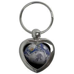 A Sky View Of Earth Key Chains (heart)  by Celenk