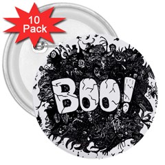 Monster Art Boo! Boo2 3  Buttons (10 Pack)  by Celenk