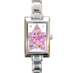 Pink Angel Star Rectangle Italian Charm Watch by Celenk