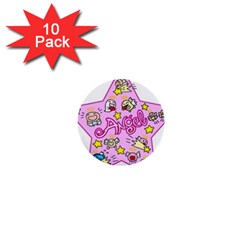 Pink Angel Star 1  Mini Buttons (10 Pack)  by Celenk