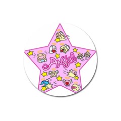 Pink Angel Star Magnet 3  (round)