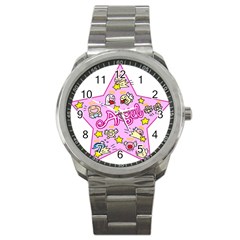 Pink Angel Star Sport Metal Watch by Celenk