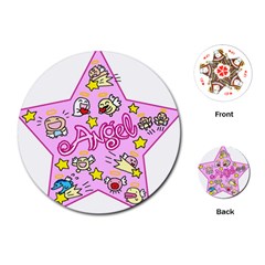 Pink Angel Star Playing Cards (round)  by Celenk