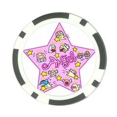 Pink Angel Star Poker Chip Card Guard by Celenk