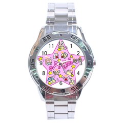 Pink Angel Star Stainless Steel Analogue Watch by Celenk