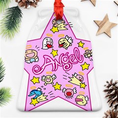 Pink Angel Star Bell Ornament (two Sides) by Celenk