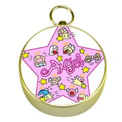 Pink Angel Star Gold Compasses by Celenk