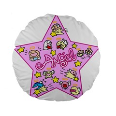 Pink Angel Star Standard 15  Premium Flano Round Cushions