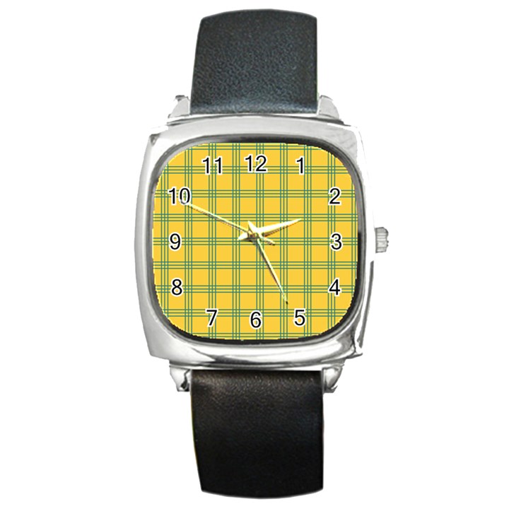 green stripes Square Metal Watch