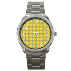 Green Stripes Sport Metal Watch by berwies