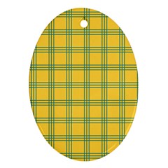 Green Stripes Oval Ornament (two Sides)