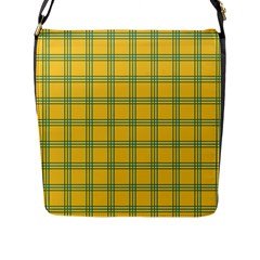 Green Stripes Flap Messenger Bag (l)  by berwies