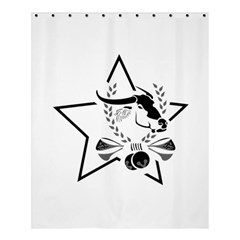 Black And White Vector Water Buffalo With Black Star Shower Curtain 60  X 72  (medium) by WayfarerApothecary