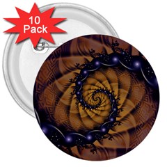 An Emperor Scorpion s 1001 Fractal Spiral Stingers 3  Buttons (10 Pack)  by jayaprime