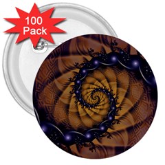 An Emperor Scorpion s 1001 Fractal Spiral Stingers 3  Buttons (100 Pack)  by jayaprime